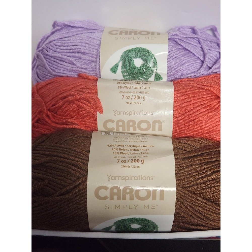Caron Simply Me Yarn Bundle 3 Skeins Ruby Bronzite Dusted Lilac Bulky 5 Wool Mix